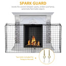 Black Extendable Freestanding Fire Screen Guard, Folding Fireplace Cover, 81.5-160cm