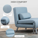 Blue Convertible Sleeper Chair with Adjustable Backrest and Pillow