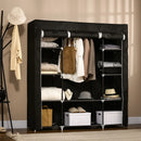 Black Foldable Fabric Wardrobe with Hanging Rail and Shelves