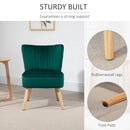 Green Fabric Accent Chair with Rubber Wood Legs