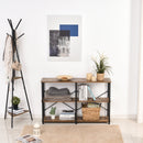 Brown 3-Tier Metal Frame Shelf with Adjustable Feet - 76x120cm