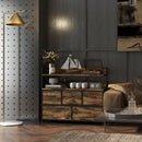 Rustic Brown Wood Effect 5-Drawer Fabric Chest