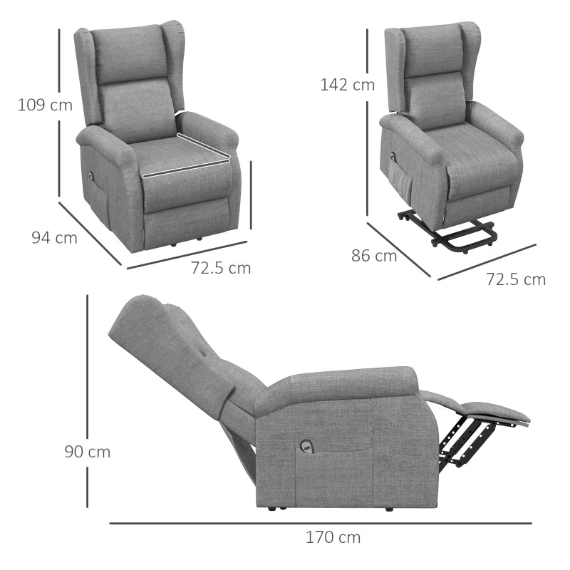 Grey Electric Power Lift Recliner Chair for Elderly with Remote Control
