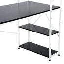 Reversible Industrial Computer Desk with Storage Shelves, Black & White