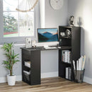 Black 120cm Computer Desk with Bookshelf and 6 Shelves