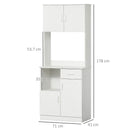 White Freestanding Kitchen Storage Cabinet with Microwave Counter
