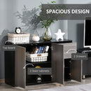 Modern 2-Drawer Side Cabinet in Light Grey and Black