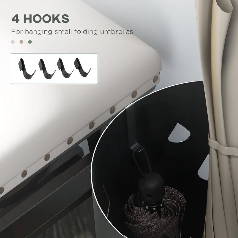 Dark Grey Freestanding Umbrella Holder with Hooks and Drip Tray