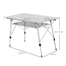 Portable 4FT Folding Aluminium Picnic Table - Mesh Layer, Carrying Bag - Blue
