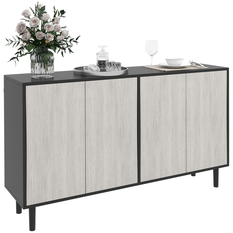 Black Kitchen Storage Cabinet with Adjustable Shelves and 4 Doors