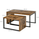 Black & Brown Metal Frame Nesting Side Tables Set for Living Room
