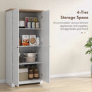 White 2-Door Kitchen Storage Cabinet, Freestanding Pantry Cupboard