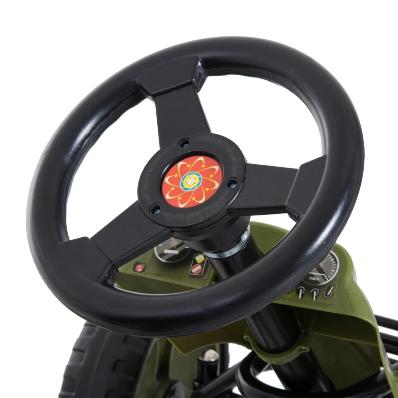 Green Kids Pedal Go Kart with Adjustable Seat and Braking System