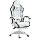 White & Black Racing Gaming Chair with Footrest and Swivel Seat