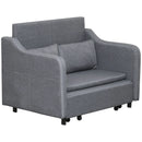 Grey 2 Seater Sofa Bed with Pillows and Side Pockets
