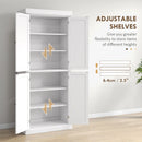 White Freestanding Kitchen Storage Cabinet with 4 Doors and 6-Tier Shelving