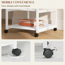 White 3-Tier Steel Printer Stand with Wheels