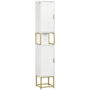 White Slim Corner Bathroom Storage Cabinet with Adjustable Shelf