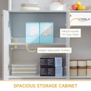 White Freestanding Kitchen Storage Cabinet with 6 Doors and Drawer