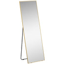 Gold Frame Full Length Mirror, 160 x 50 cm - Wall-Mounted or Freestanding Rectangle Dressing Mirror