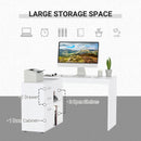 White L-Shaped Corner Desk with Drawers and Storage Shelves