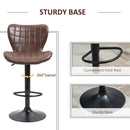 Brown Swivel Bar Stools Set of 2 - Adjustable Height, PU Leather, Backrest & Footrest