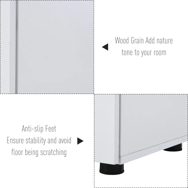 White 2-Tier Lockable Office Storage Cabinet with 2 Keys