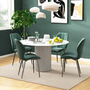 Set of 4 Green Flannel Tub Dining Chairs