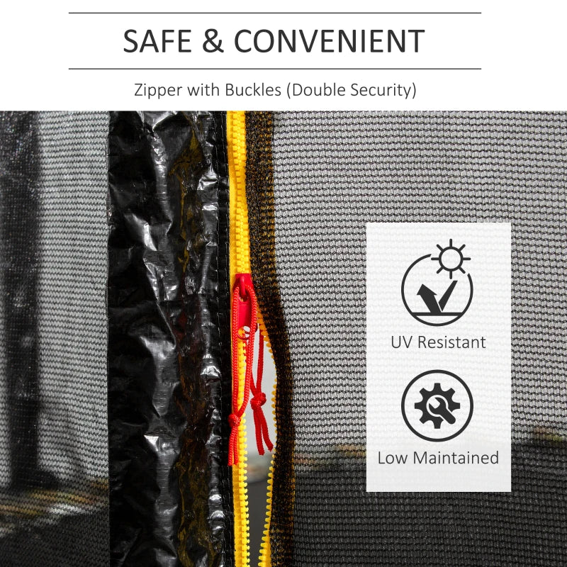 13ft Trampoline Safety Net Replacement - Black, Dual-Zip Enclosure Spare for 8-Pole Trampoline