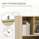 Modern Bookcase with Bottom Cabinet and 6 Open Shelves, Natural & Dark Grey