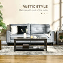 Rustic Dark Walnut Coffee Table with Storage Shelf and Steel Frame