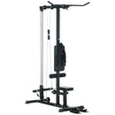 Black Pull Up Power Tower with Adjustable Seat - Home Gym Fitness Equipment