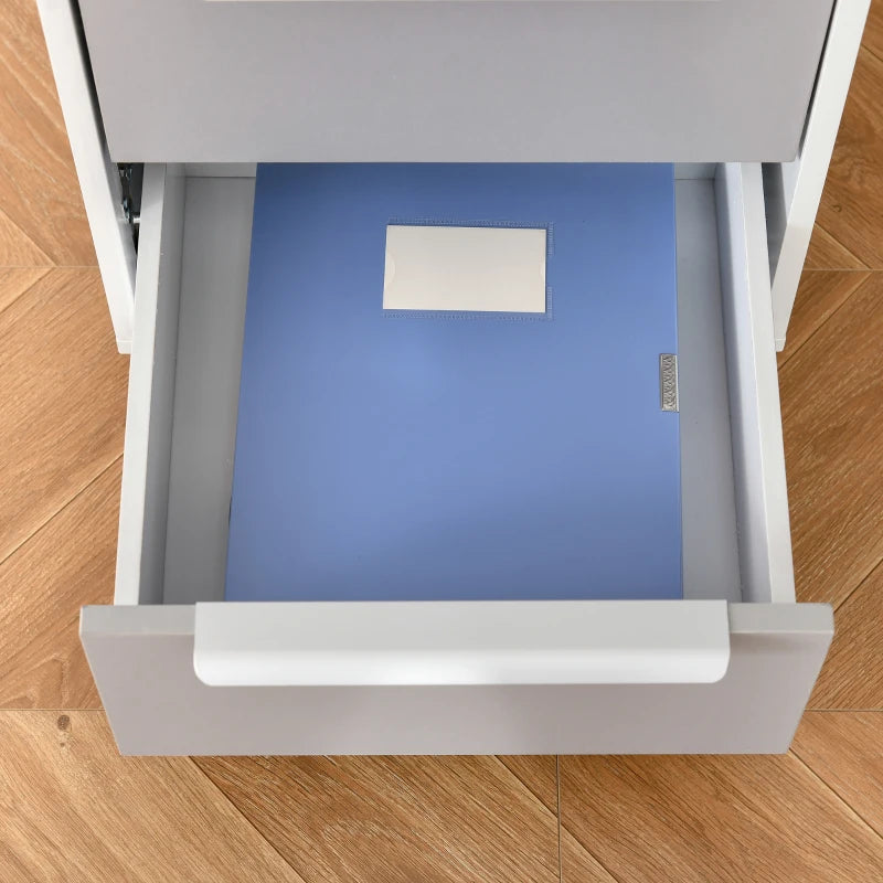 Black 3-Drawer Locking File Cabinet on Wheels for Home Office