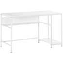 White Home Office Desk with Storage, 120 x 60cm, 2 Shelves, Steel Frame