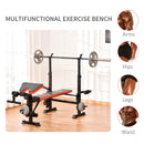 Adjustable Weight Bench with Leg Developer and Barbell Rack - Black
