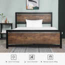 Double Size Metal Bed Frame with Storage, Strong Slat Support - Gray