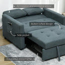 Charcoal Grey Convertible Loveseat Sofa Bed with Cushions and Side Pockets