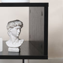 Black Wooden S-Shaped Coffee Table with 2-Tier Storage Shelves