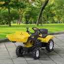 Yellow Pedal Go Kart Excavator with Front Loader for Kids 3+