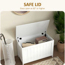 White Wooden Storage Trunk with Safety Hinges, Cut-out Handles - 76 x 40 x 48 cm