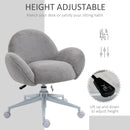Grey Fluffy Rolling Desk Chair for Home Office or Bedroom