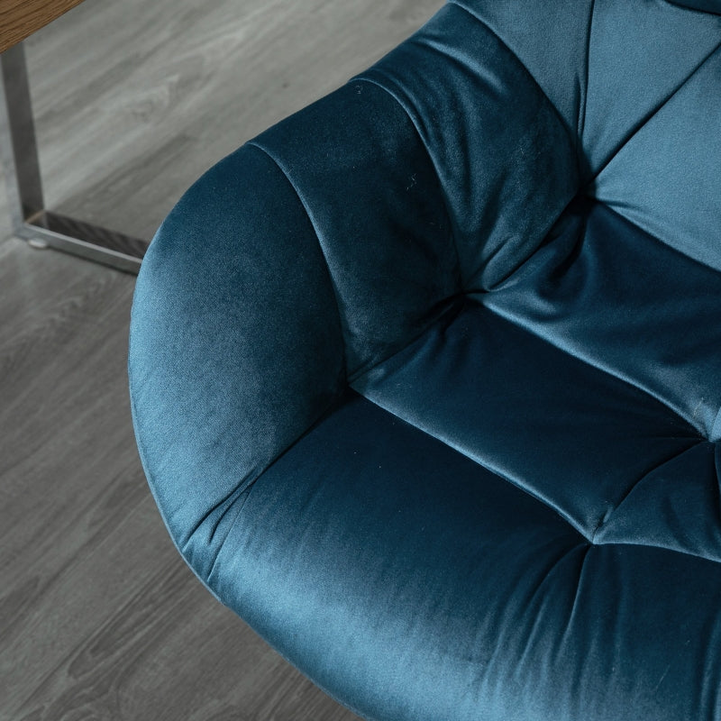 Blue Velvet Ergonomic Office Chair with Adjustable Height and Support