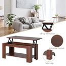 Modern Lift-Up Coffee Table with Hidden Storage - Brown