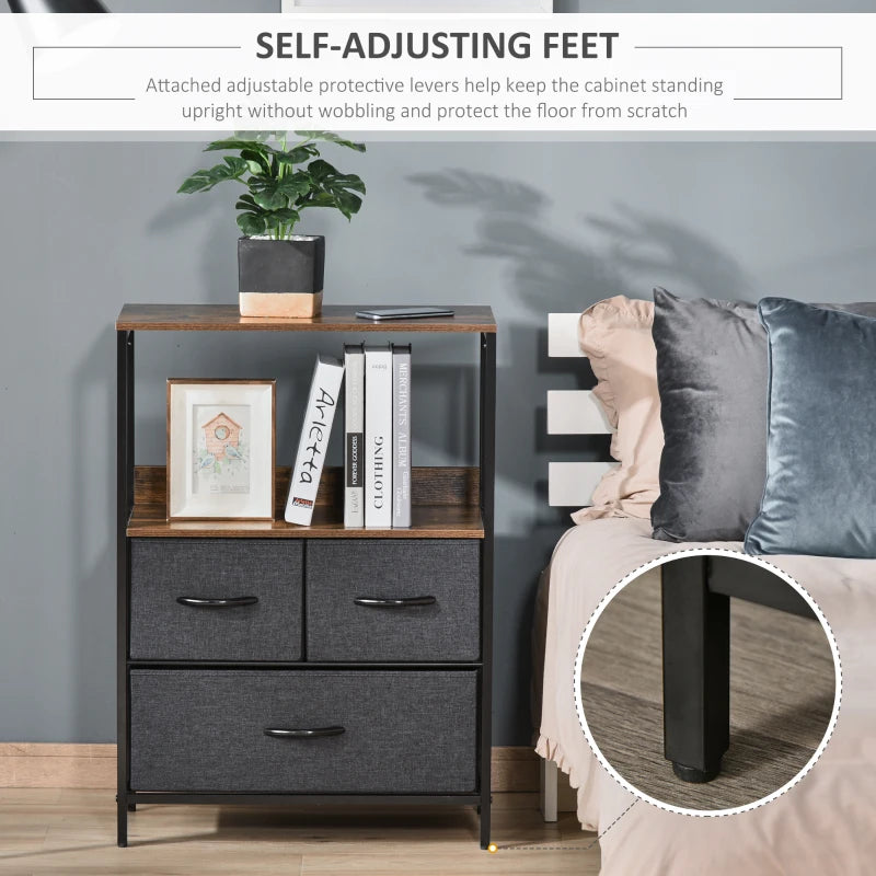Black 3-Drawer Storage Chest with Shelves - Home Cabinet for Living Room, Bedroom, Entryway
