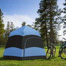 Hexagon Double Layer Camping Tent, 4-Person, Blue/Black
