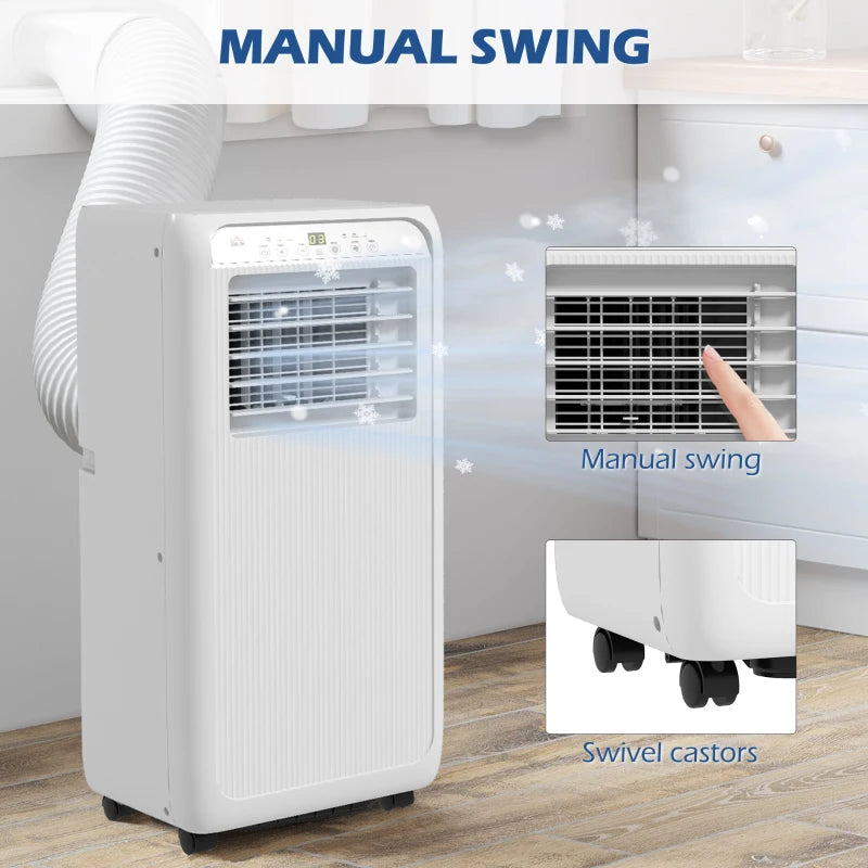 Portable 7,000 BTU Air Conditioner - White, Dehumidifier, Timer, Wheels, Window Kit
