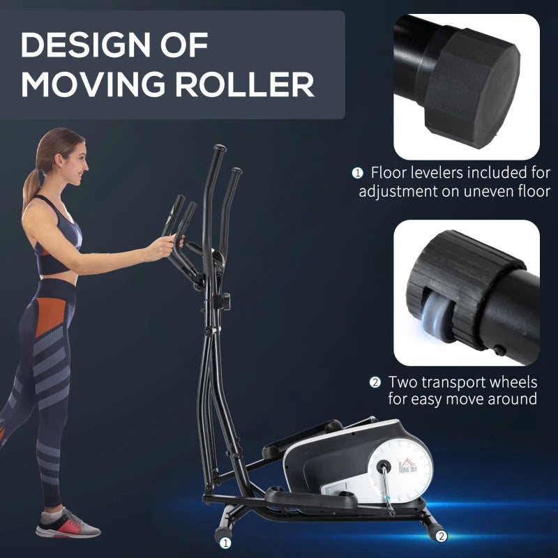 Black Elliptical Cross Trainer with 8 Levels Resistance & LCD Monitor