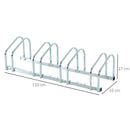 Silver Bike Storage Rack (4 Racks) - Floor/Wall Mount Bicycle Stand