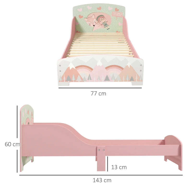 Kids Pink Toddler Bed Frame for Ages 3-6 Years