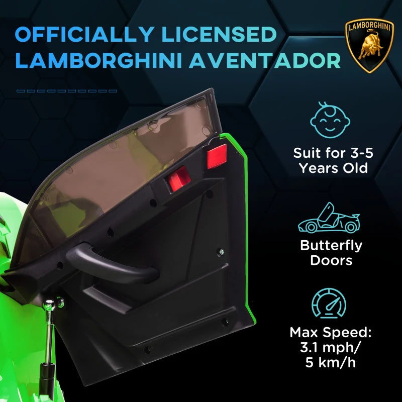 Green Lamborghini Style 12V Kids Electric Car with Butterfly Doors and Remote Control